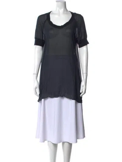 Pre-owned Kristensen Du Nord Silk Scoop Neck Tunic In Blue