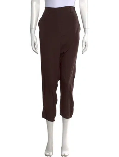 Pre-owned Kristensen Du Nord Silk Straight Leg Pants In Brown