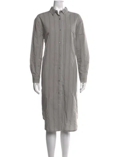 Pre-owned Kristensen Du Nord Striped Knee-length Dress In Grey