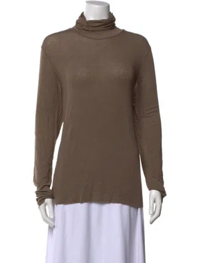 Pre-owned Kristensen Du Nord Turtleneck Long Sleeve Top In Brown