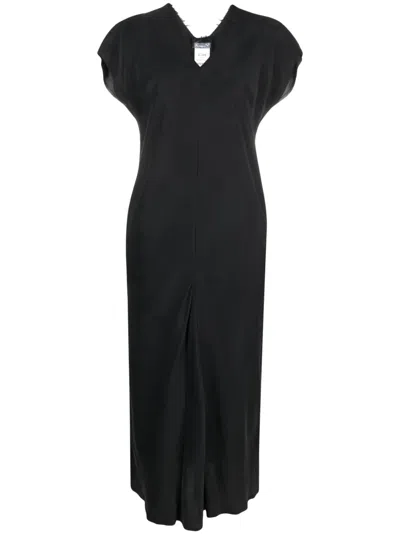 Kristensen Du Nord V-neck Cotton Midi Dress In Black