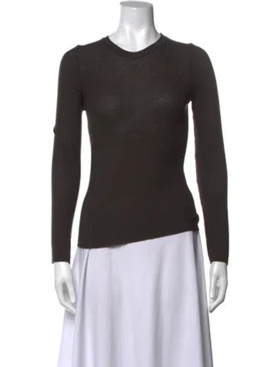 Pre-owned Kristensen Du Nord Virgin Wool Crew Neck Top In Brown