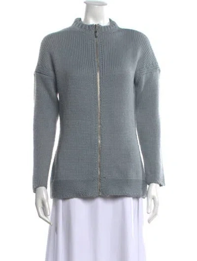 Pre-owned Kristensen Du Nord Virgin Wool Open Front Sweater In Green