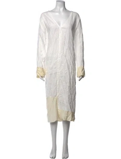 Pre-owned Kristensen Du Nord V-neck Long Dress In White