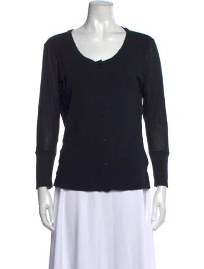 Pre-owned Kristensen Du Nord V-neck Long Sleeve Button-up Top In Black