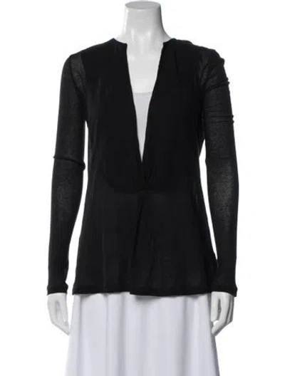 Pre-owned Kristensen Du Nord V-neck Long Sleeve Top In Black