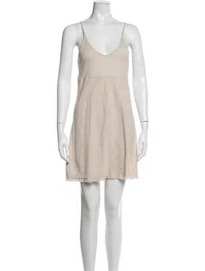 Pre-owned Kristensen Du Nord V-neck Mini Dress In Neutral
