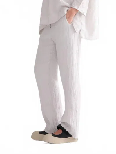 Kristensen Du Nord Wide Leg Linen Pant In Chalk In White