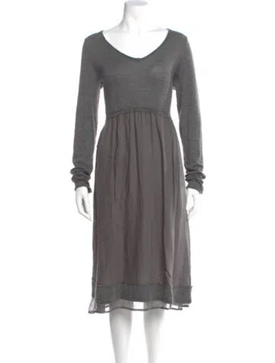 Pre-owned Kristensen Du Nord Wool Knee-length Dress In Gray