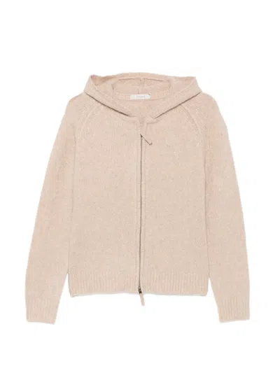 Kristensen Du Nord Zip-up Knit Hoodie Cardigan In Pink