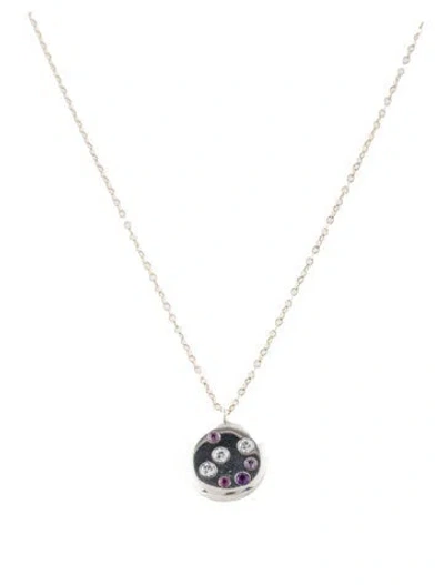 Pre-owned Kristin Hanson Amethyst, Sapphire & Diamond Pendant Necklace, 18" In Multi