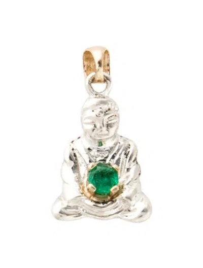 Pre-owned Kristin Hanson Emerald Buddha Pendant In Multi