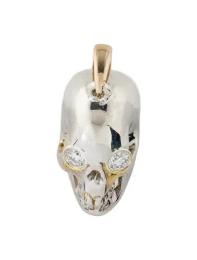 Pre-owned Kristin Hanson Lab-grown Diamond Skull Pendant In Multi