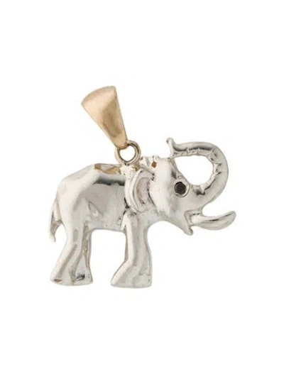 Pre-owned Kristin Hanson Two-tone Diamond Elephant Pendant In Multi