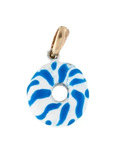Pre-owned Kristin Hanson Two-tone Enamel Donut Pendant In Multi