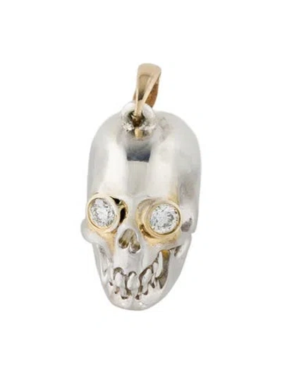 Pre-owned Kristin Hanson Two-tone Lab-grown Diamond Skull Charm Pendant In Multi