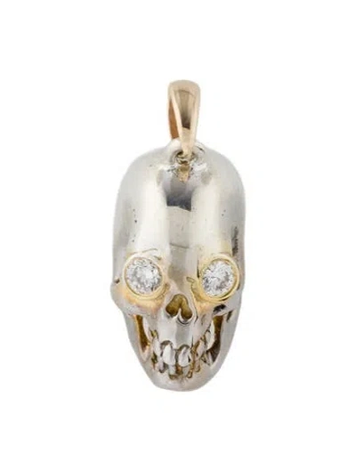 Pre-owned Kristin Hanson Two-tone Lab-grown Diamond Skull Charm Pendant In Multi