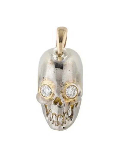 Pre-owned Kristin Hanson Two-tone Lab-grown Diamond Skull Charm Pendant In Multi