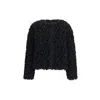 Kristina Ti Plush Curly Polyester Coat In Black