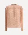 Kristina Ti Blouse With Foliage Print And Refined Stand-up Collar In Pink