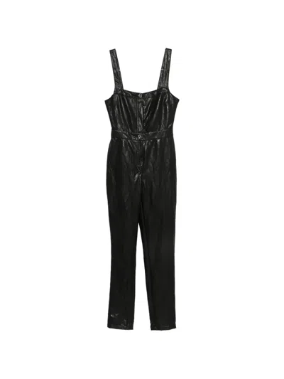 Kristina Ti Button-up Sleeveless Jumpsuit In Black
