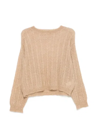 Kristina Ti Cable-knit Boat-neck Sweater In Neutral