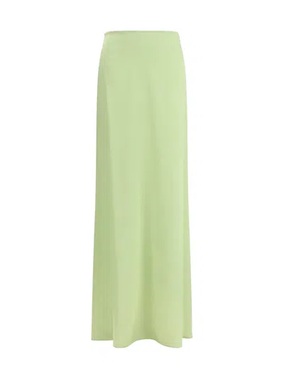 Kristina Ti Classic Long Silk Skirt In Green