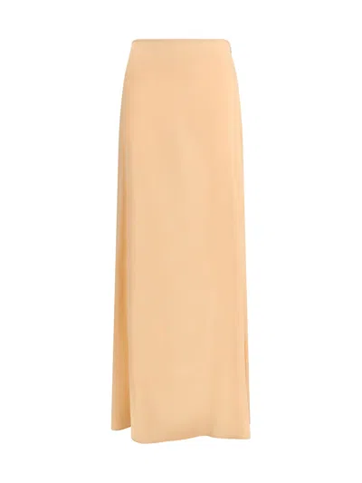 Kristina Ti Classic Long Silk Skirt In Neutral
