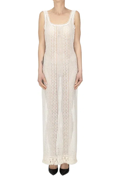 Kristina Ti Crochet Cotton Long Cover-up Dress In Neutral