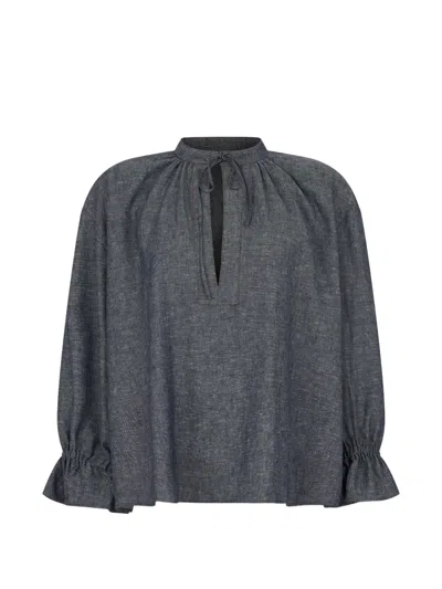 Kristina Ti Denim-effect Blouse In Gray
