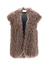 Kristina Ti Faux-fur Sleeveless Vest In Brown