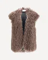 Kristina Ti Faux-fur Sleeveless Vest In Brown