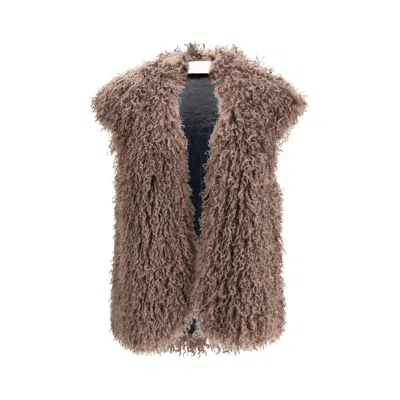 Kristina Ti Faux Fur Women's Vest In Brown