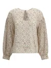 Kristina Ti Floral Print Silk Blouse In Nude