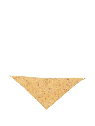 Kristina Ti Floral-print Triangular Scarf In Yellow