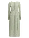 Kristina Ti Foliage-print Button-front Midi Dress In Green