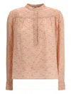 Kristina Ti Blouse With Foliage Print And Refined Stand-up Collar In Pink