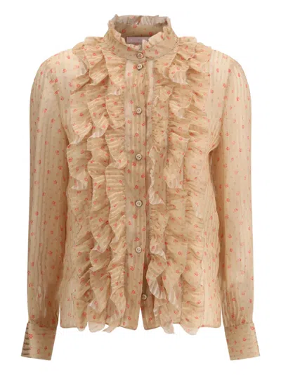 KRISTINA TI HOLLY FLORAL-PRINT RUFFLED SHIRT