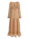 Kristina Ti Isabel Floral-print Ruffled Maxi Dress In Brown