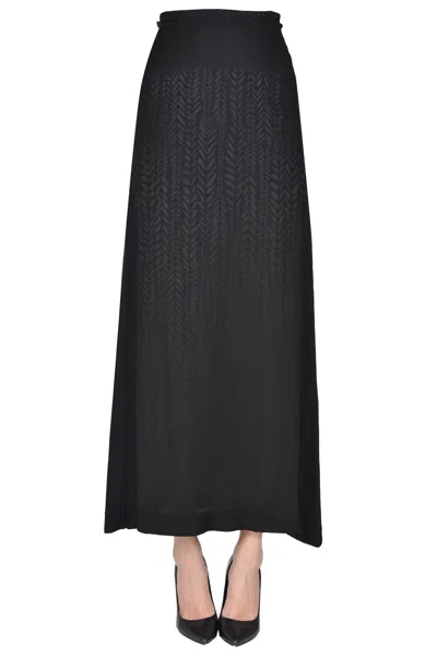 Kristina Ti Jacquard Satin Skirt In Black