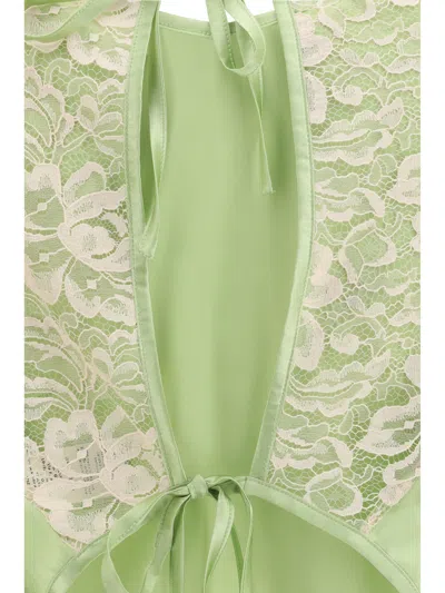 Kristina Ti Lace-trimmed Silk Blouse In Green