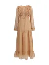 Kristina Ti Isabel Floral-print Ruffled Maxi Dress In Pink