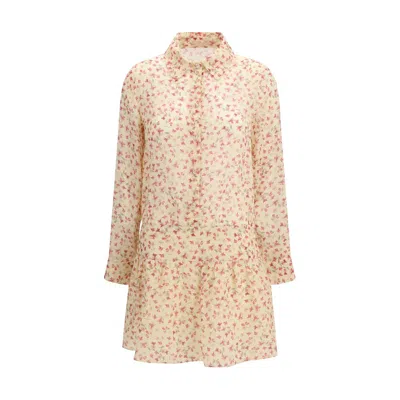 Kristina Ti Multicolor Ramie Casual Dress In Neutral