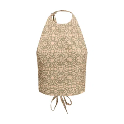 Kristina Ti Floral Print Halterneck Top In Neutral