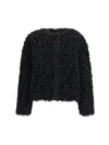 Kristina Ti Plush Curly Polyester Coat In Black