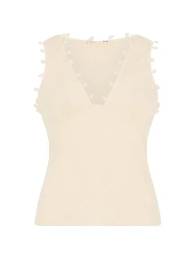 Kristina Ti Pom-pom Trim Ribbed Tank Top In Multi