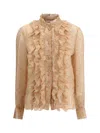 Kristina Ti Holly Floral-print Ruffled Shirt In Multi