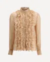 Kristina Ti Holly Floral-print Ruffled Shirt In Multi