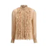 Kristina Ti Holly Floral-print Ruffled Shirt In Multi