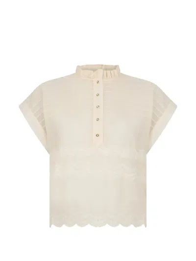 Kristina Ti Ruffled-neck Blouse In Neutral